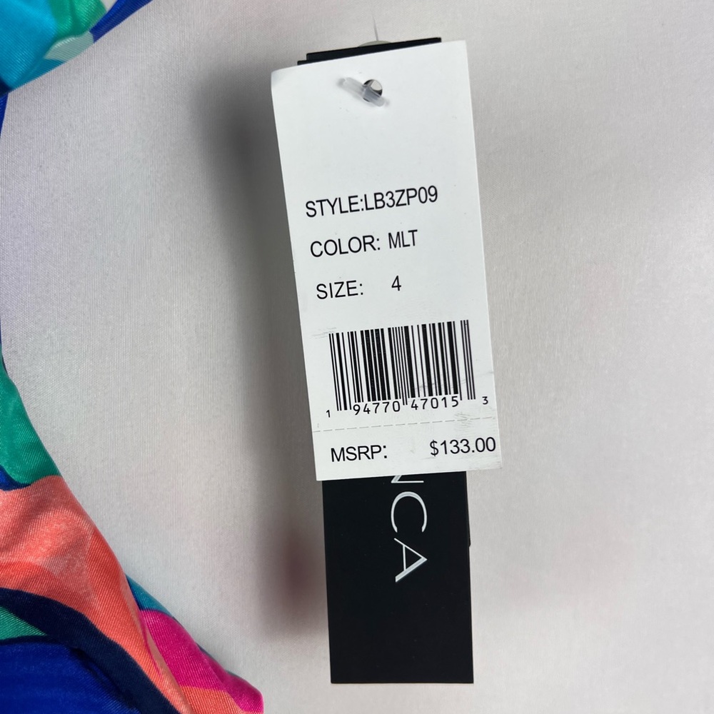 NWT LA BLANCA Painted Leaves Reversible Plunge One Piece - Picture 12 of 12